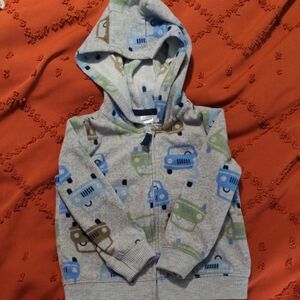 Carter's Gray Hoodie with Colorful Car Print